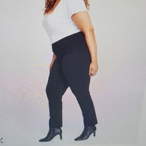 ALFANI stretch Plus Size Pullon ankle length black pants